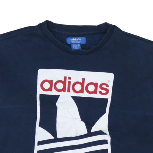 adidas Men Blue Pullover Sweatshirt M Logo Graphic Fleece - Image 7