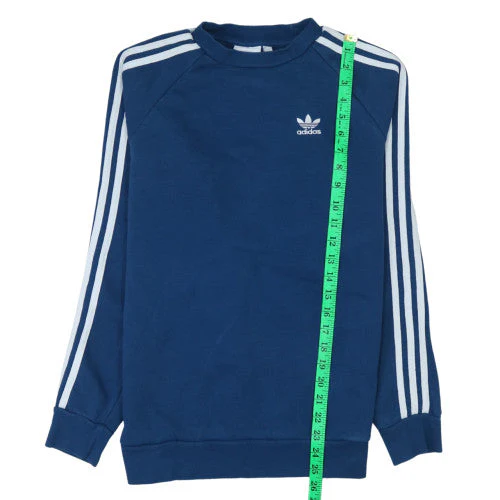 Adidas Men Blue XS Pullover Sweatshirt with Logo Stripes - Image 3