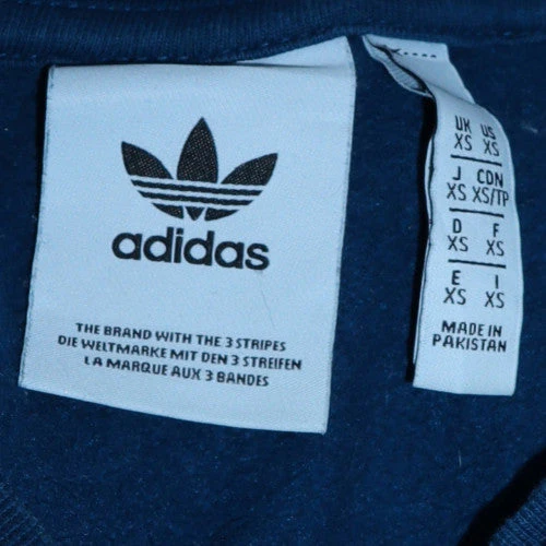 Adidas Men Blue XS Pullover Sweatshirt with Logo Stripes - Image 6