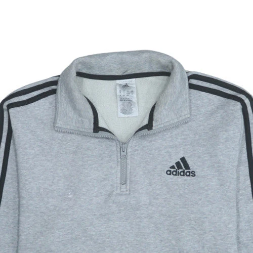 Adidas Men Grey 1/2 Zip Sweatshirt Size M Sports Fleece - Image 7