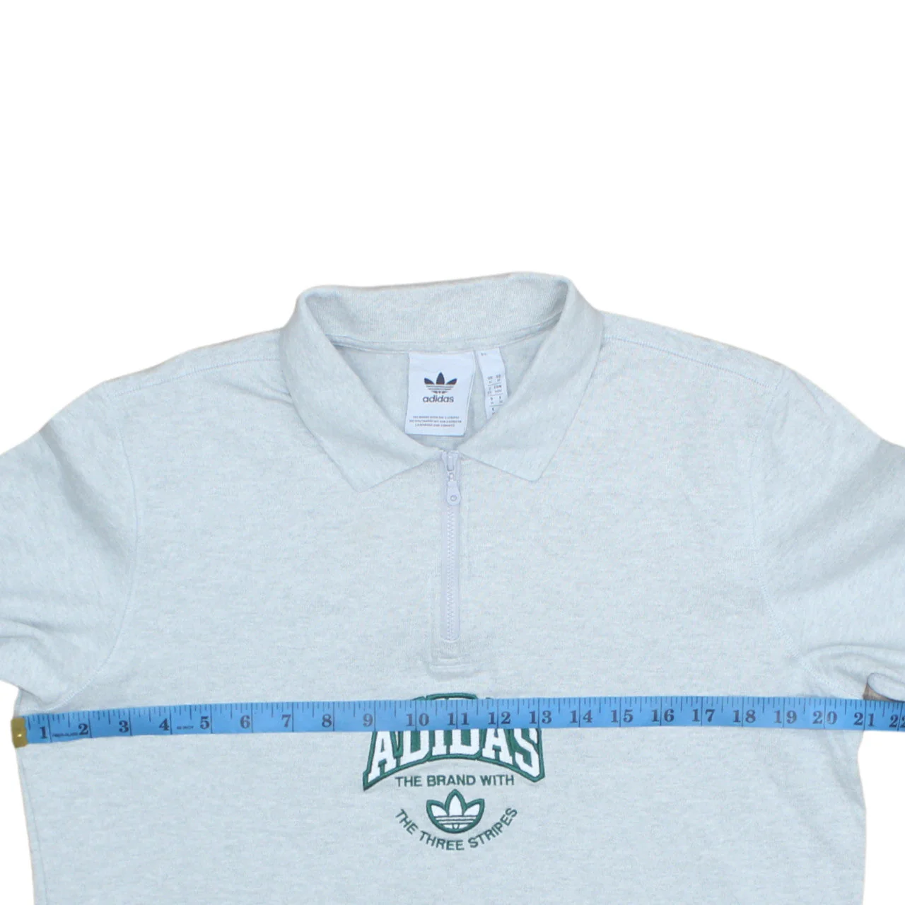 Adidas Men Grey 1/4 Zip Collared Sweatshirt Medium Embroidered Logo - Image 3