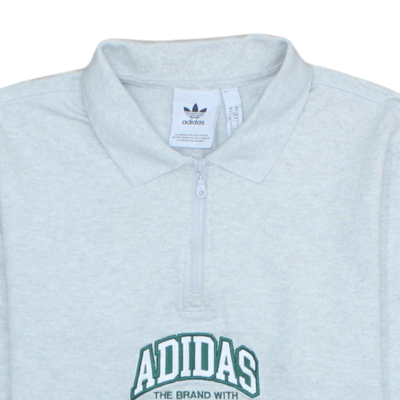 Adidas Men Grey 1/4 Zip Collared Sweatshirt Medium Embroidered Logo - Image 8