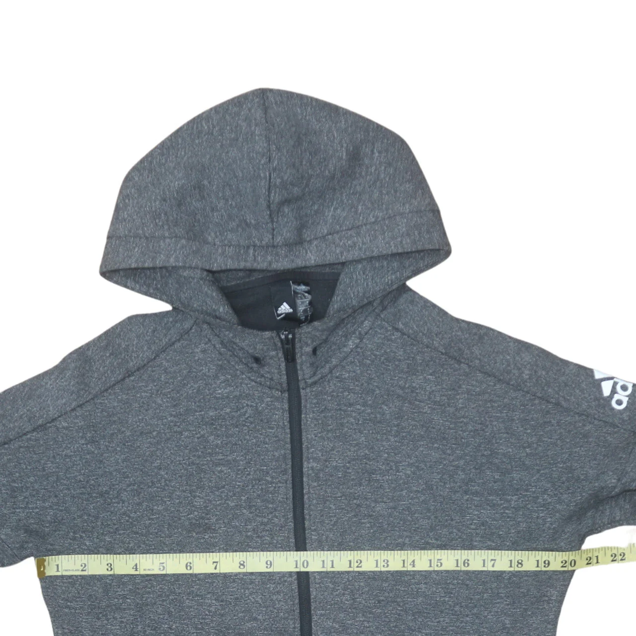 Adidas Men Grey Full Zip Hoodie Small Regular Fit Sportswear - Image 2