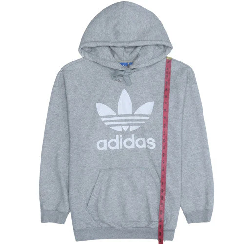 Adidas Men Grey XL Pullover Hoodie with Logo Graphic Print - Image 2