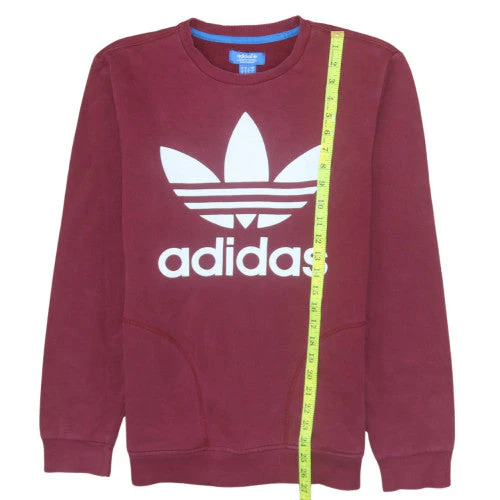 Adidas Men Red Crew Neck Pullover Sweatshirt S Regular Fit - Image 2