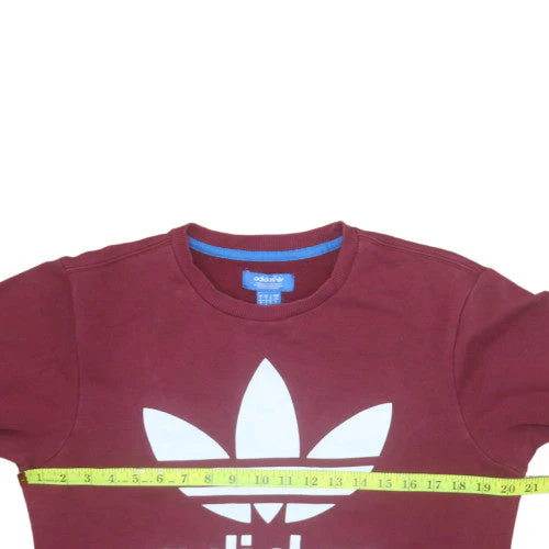 Adidas Men Red Crew Neck Pullover Sweatshirt S Regular Fit - Image 3