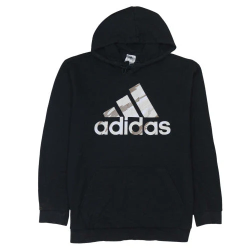 Adidas Men’s Black Pullover Hoodie M Graphic Logo Fleece Sportswear
