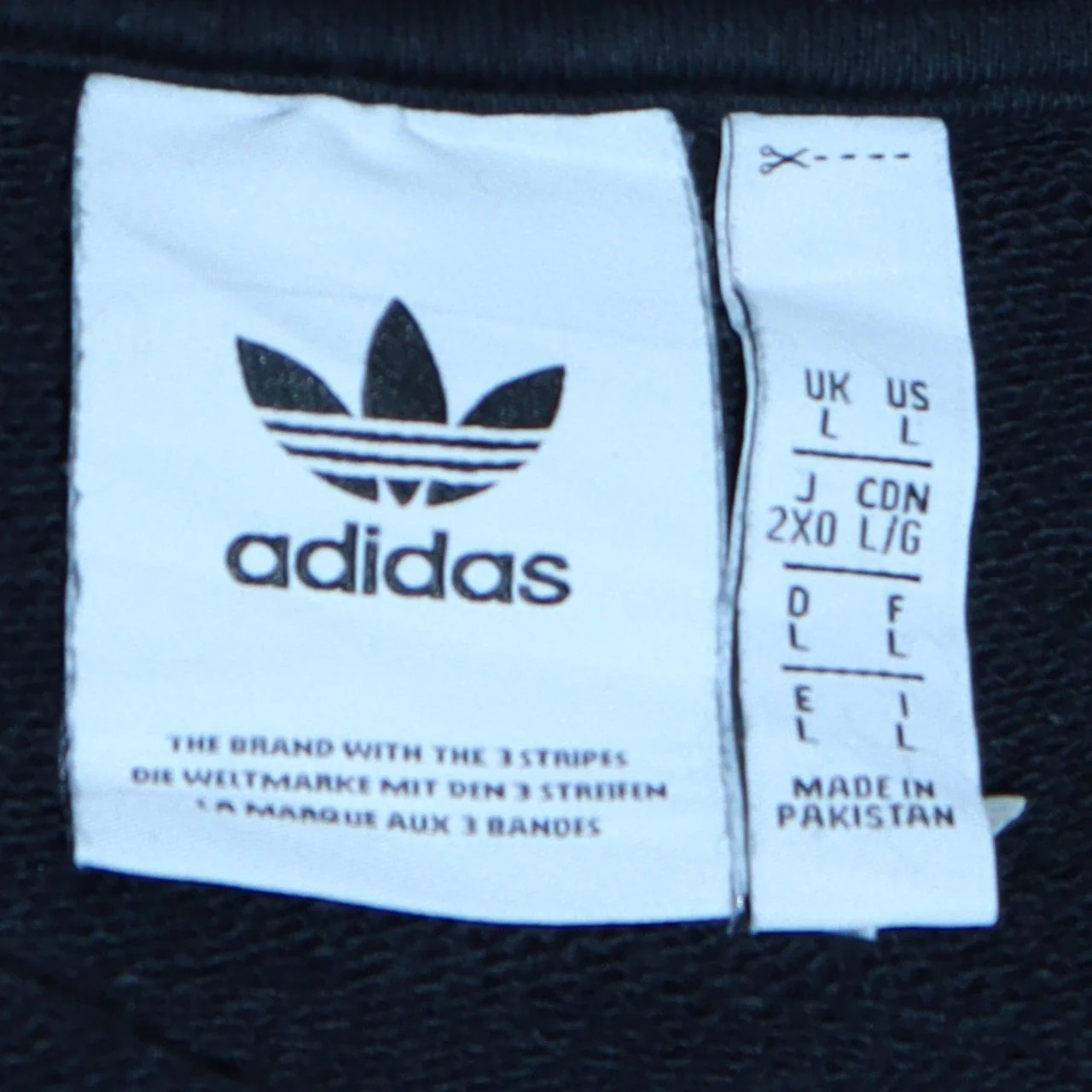 Adidas Men’s Black Pullover Sweatshirt L Crew Neck Logo Fleece - Image 5