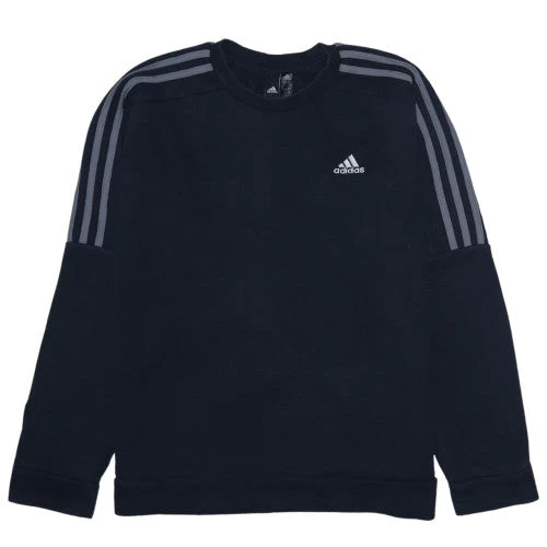 Adidas Men’s Black Small Crew Neck Pullover Sweatshirt with Logo