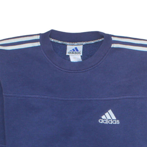 Adidas Men’s Blue Logo Pullover Sweatshirt Size L Fleece Crewneck - Image 7