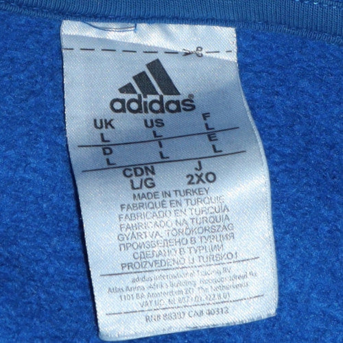 Adidas Men’s Blue Pullover Hoodie L Logo Fleece Sweatshirt - Image 5