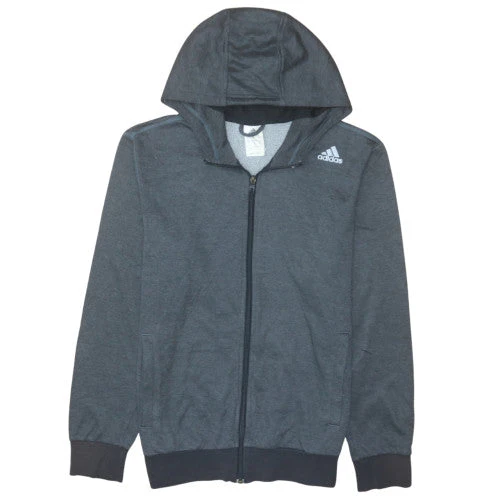 Adidas Men’s Grey Full Zip Hoodie S Regular Fit Sportswear
