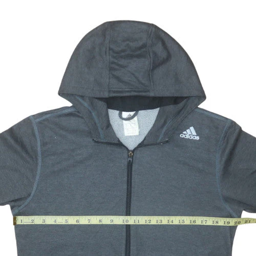 Adidas Men’s Grey Full Zip Hoodie S Regular Fit Sportswear - Image 2