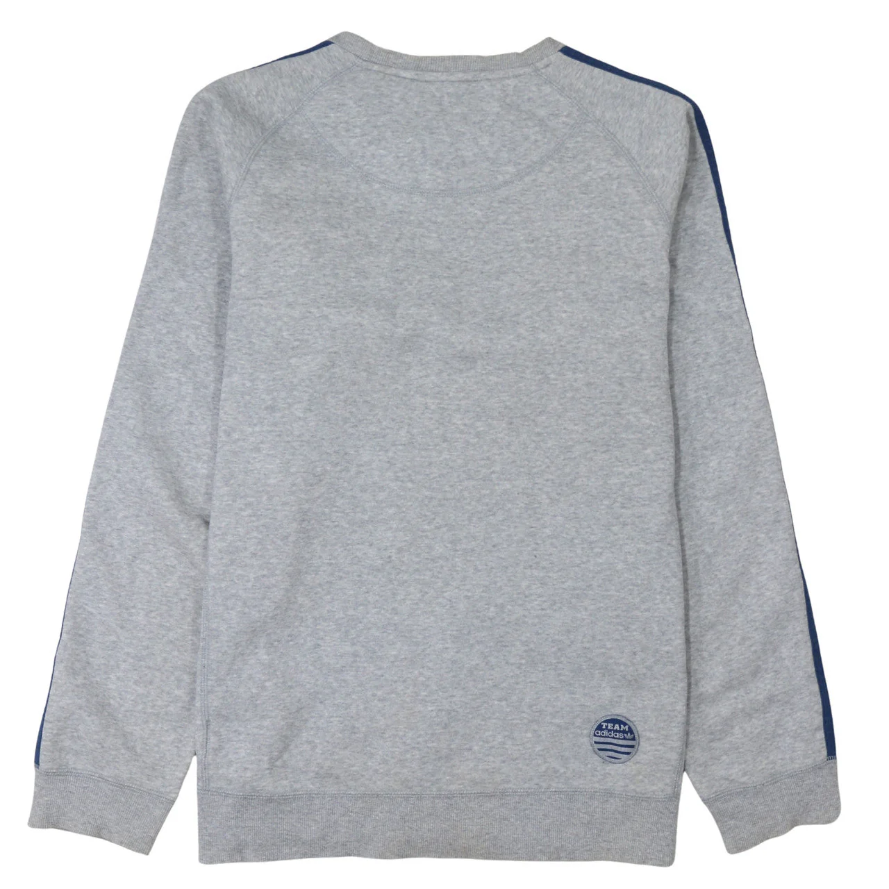 Adidas Men’s Grey Pullover Sweatshirt L Logo Zip Pocket Crew Neck - Image 4