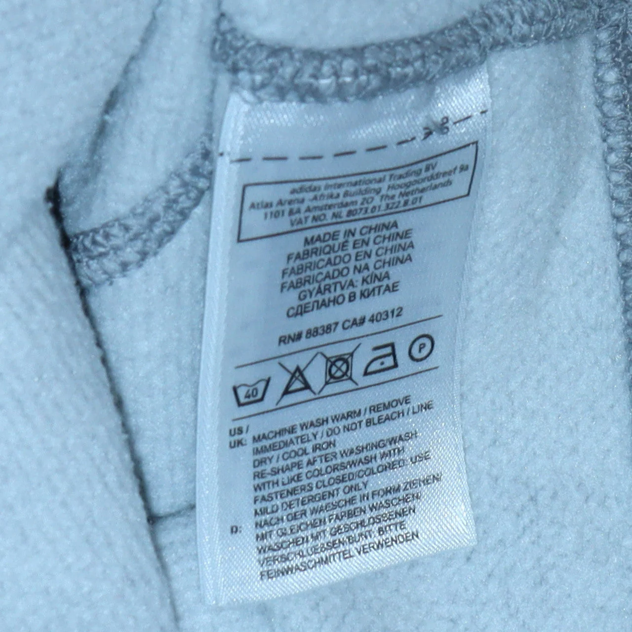 Adidas Men’s Grey Pullover Sweatshirt L Logo Zip Pocket Crew Neck - Image 5