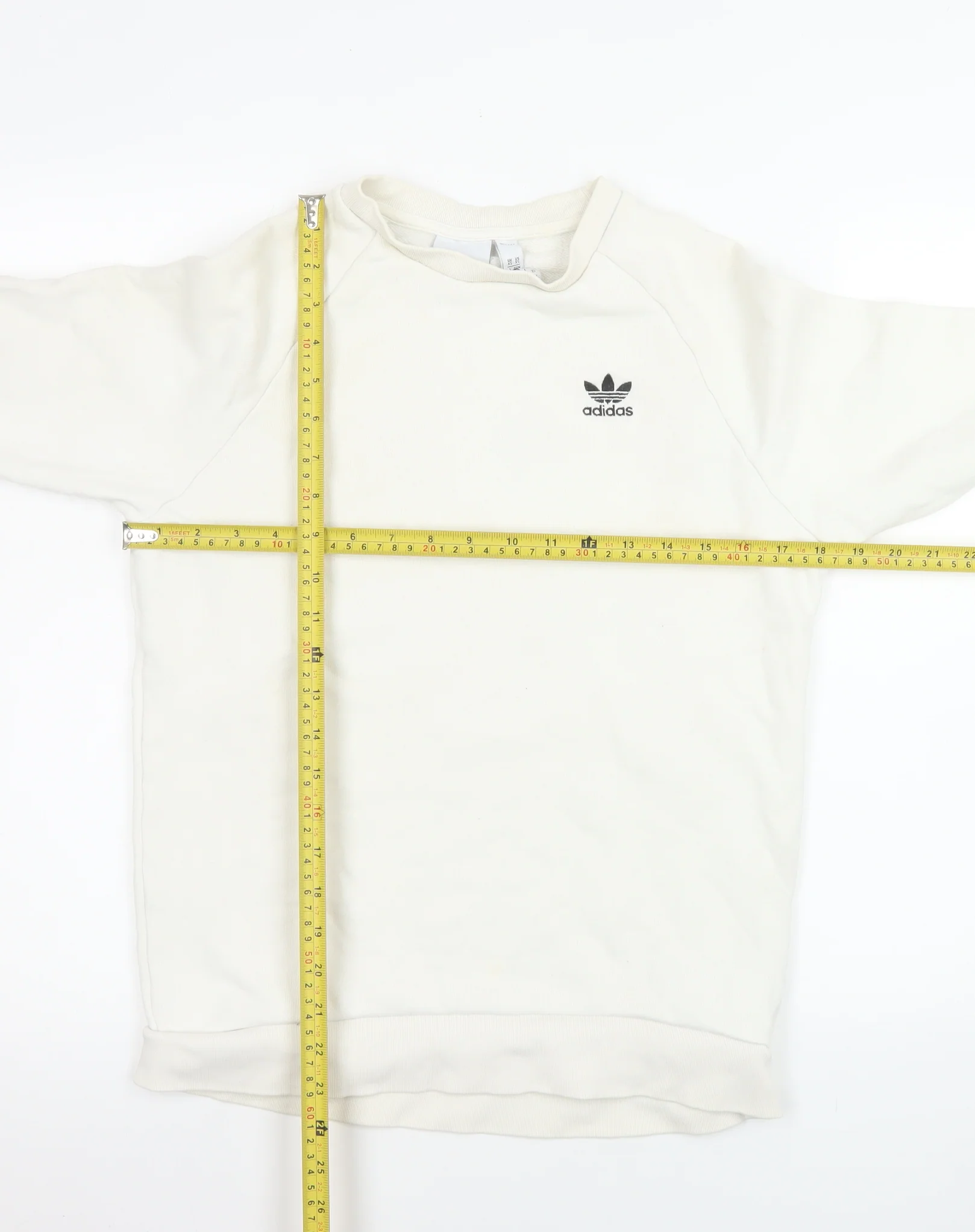 Adidas Men’s Ivory Crew Neck Pullover Sweatshirt XS Logo Cotton - Image 2