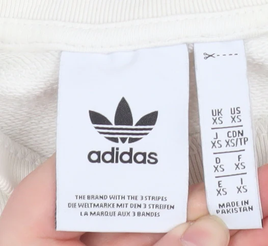 Adidas Men’s Ivory Crew Neck Pullover Sweatshirt XS Logo Cotton - Image 4