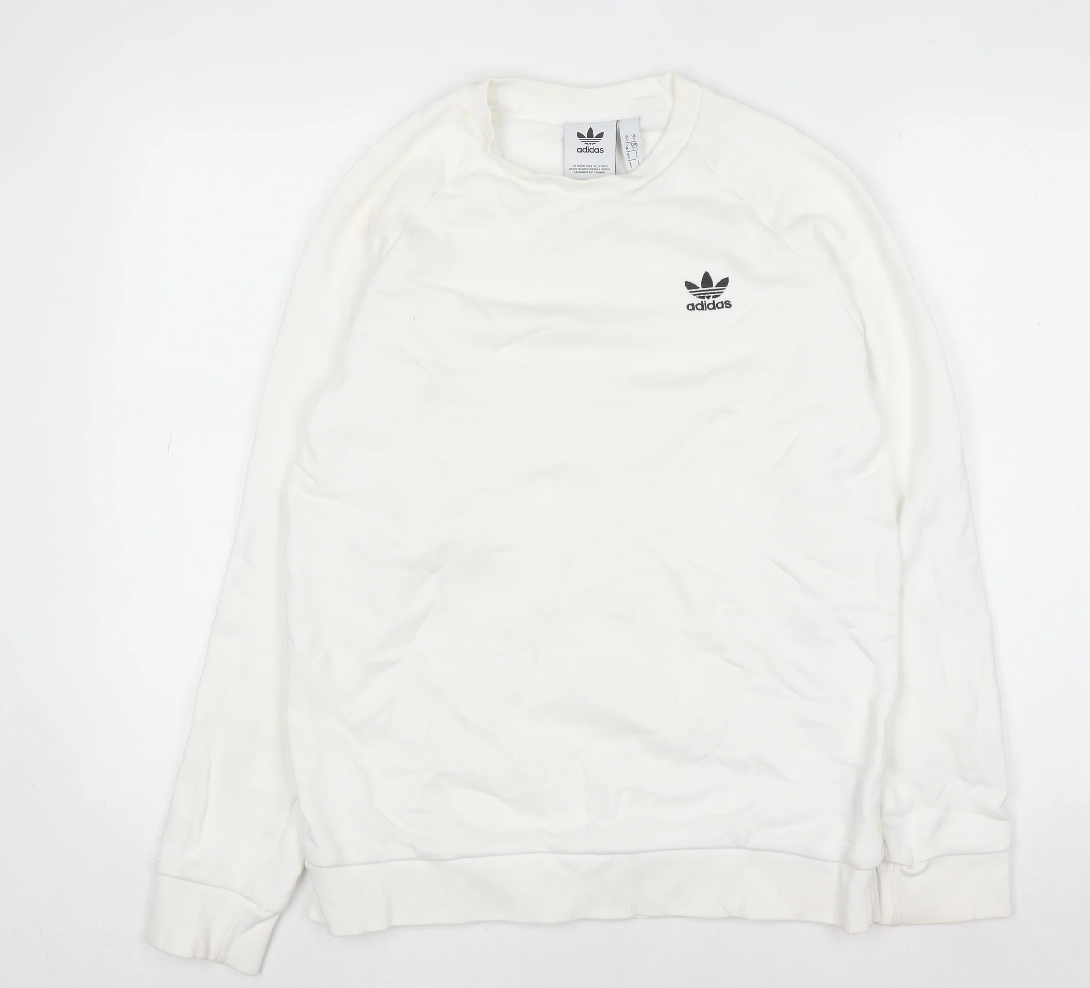 adidas Men’s White Crew Neck Pullover Sweatshirt Size S Regular Fit