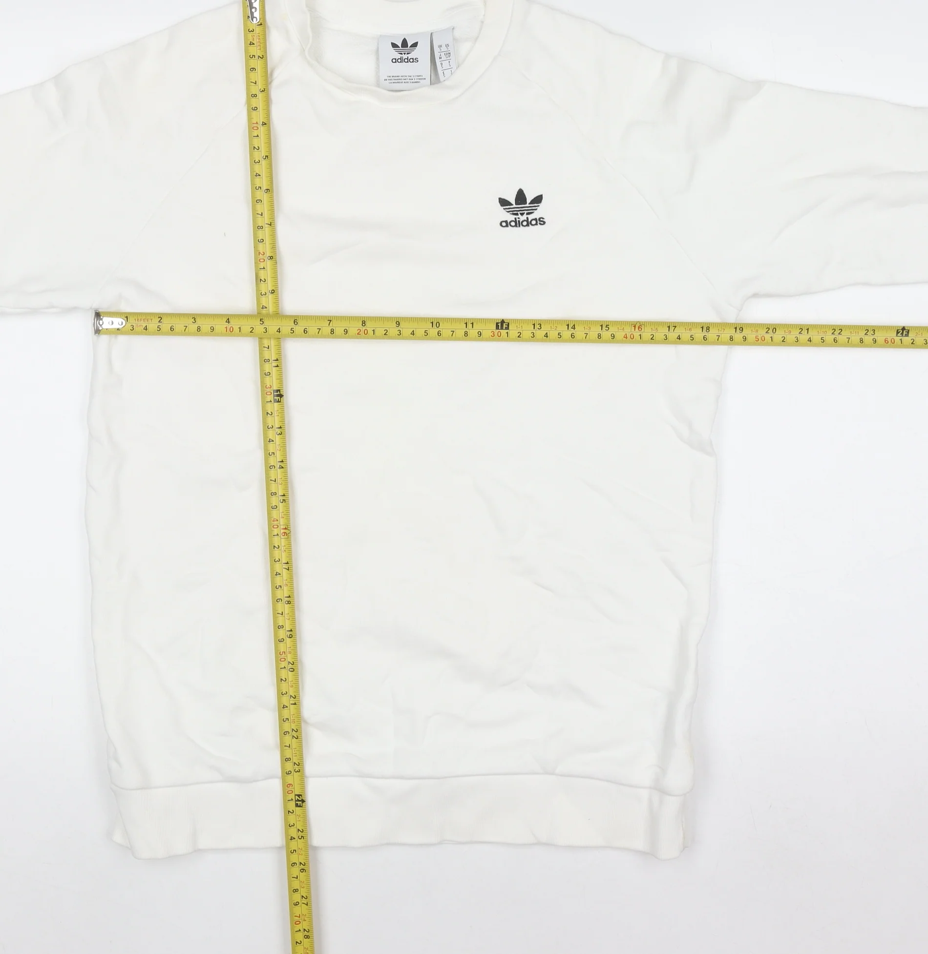adidas Men’s White Crew Neck Pullover Sweatshirt Size S Regular Fit - Image 2