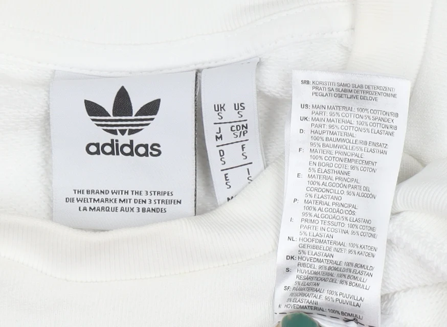 adidas Men’s White Crew Neck Pullover Sweatshirt Size S Regular Fit - Image 4