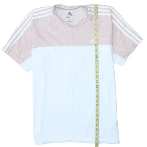 Adidas Men’s White & Pink Colourblock Crew Neck T-Shirt Size M - Image 2