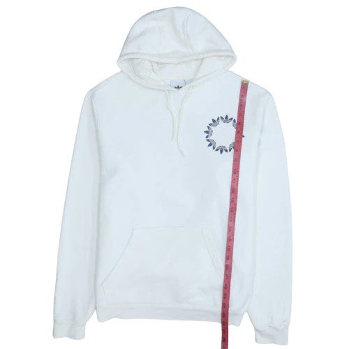 Adidas Men’s White Pullover Hoodie M Logo Graphic Fleece Sweatshirt - Image 3