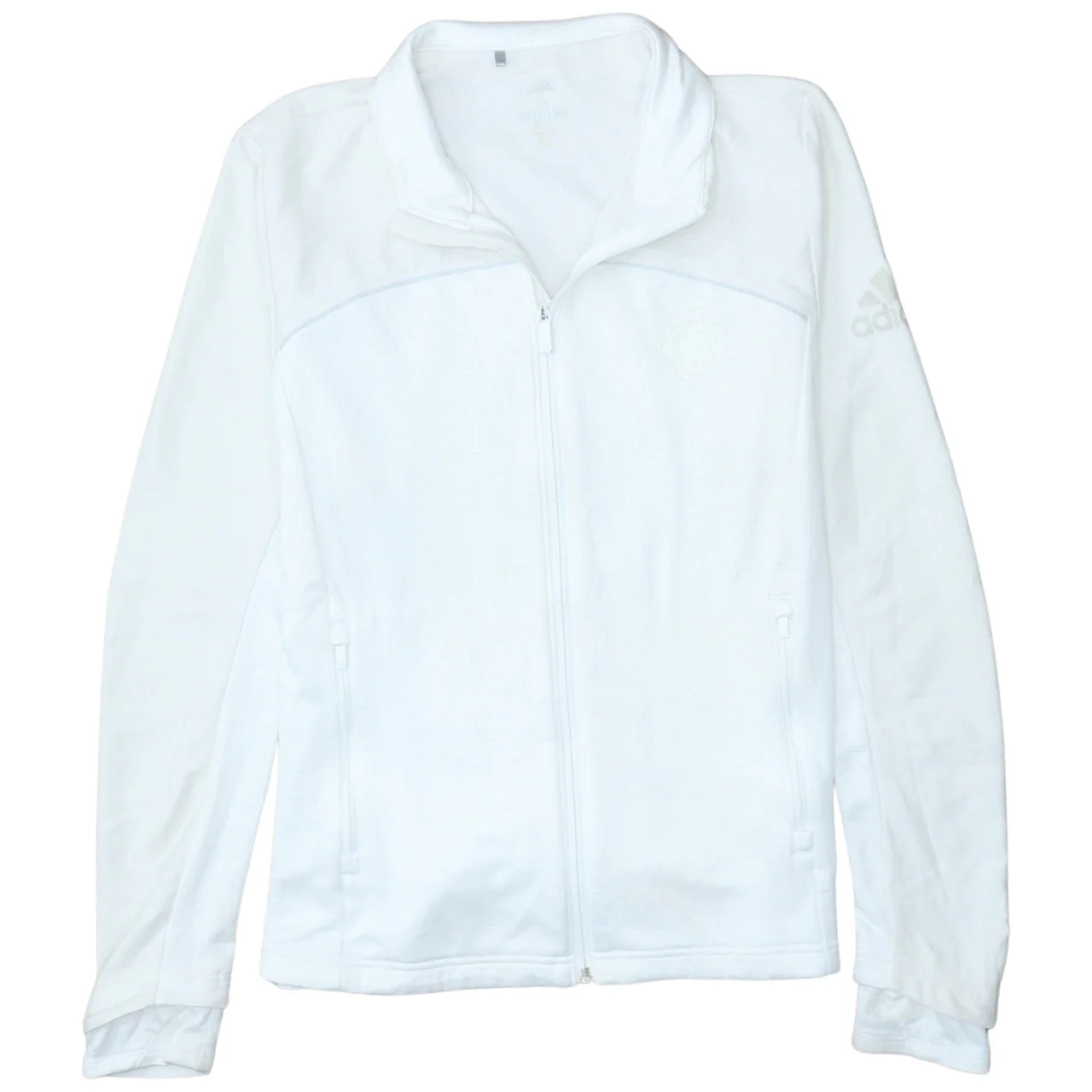 Adidas Men White Full Zip Golf Jacket Size M Lightweight Polyester