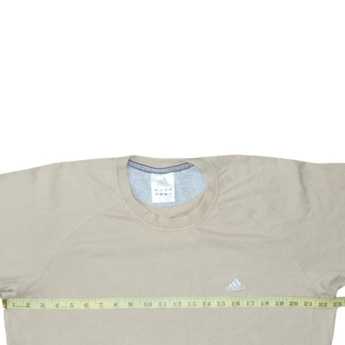 Adidas Men's Beige Cotton Crew Neck Short Sleeve T-Shirt L - Image 3