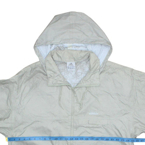 Adidas Men's Beige L Hooded Windbreaker Jacket Full Zip Sportswear - Image 2