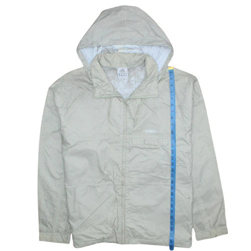 Adidas Men's Beige L Hooded Windbreaker Jacket Full Zip Sportswear - Image 3
