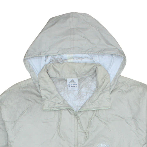 Adidas Men's Beige L Hooded Windbreaker Jacket Full Zip Sportswear - Image 7