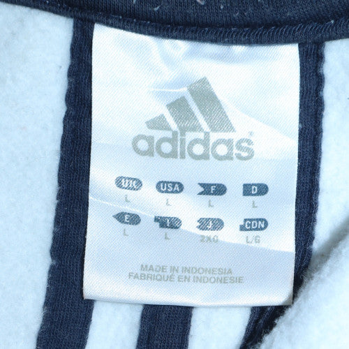Adidas Men's Beige Navy Logo Crew Neck Sweatshirt Size L - Image 5