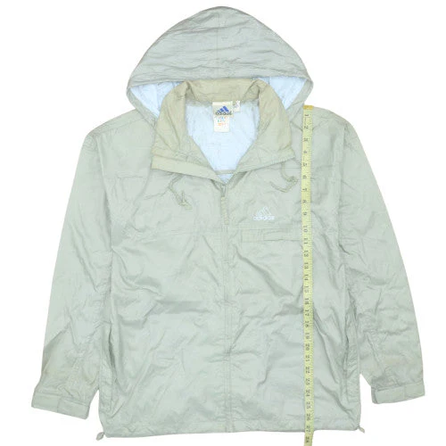 Adidas Men's Beige Windbreaker Jacket Size S Hooded Lightweight - Image 3