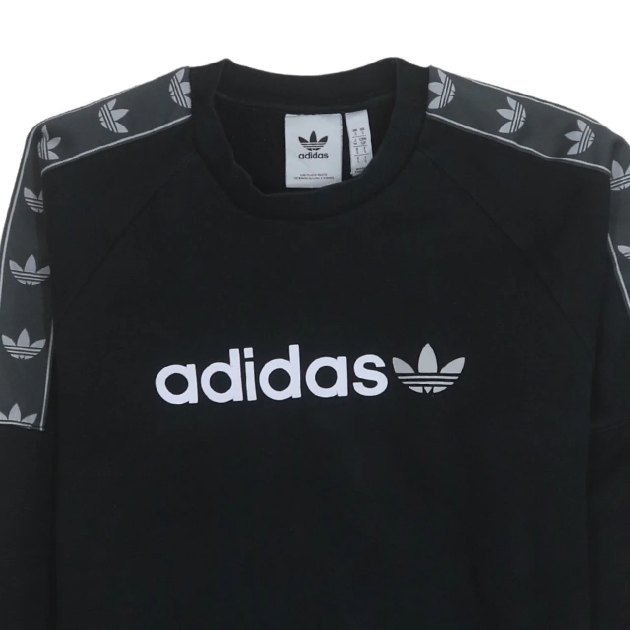 Adidas Mens Black Crew Neck Logo Pullover Sweatshirt Size S - Image 7