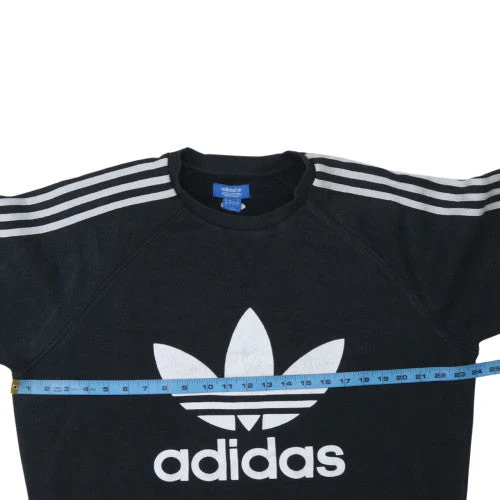 Adidas Mens Black Crew Neck Logo Sweatshirt L Cotton Blend - Image 2