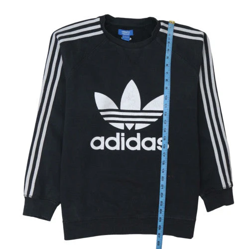 Adidas Mens Black Crew Neck Logo Sweatshirt L Cotton Blend - Image 3