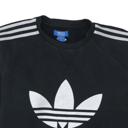 Adidas Mens Black Crew Neck Logo Sweatshirt L Cotton Blend - Image 7
