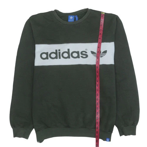 Adidas Mens Black Crew Neck Sweatshirt L Logo Graphic Pullover - Image 3
