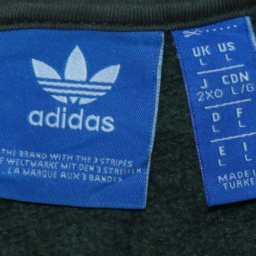 Adidas Mens Black Crew Neck Sweatshirt L Logo Graphic Pullover - Image 5