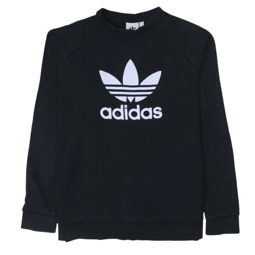 Adidas Men's Black Crew Neck Sweatshirt L Logo Print Pullover