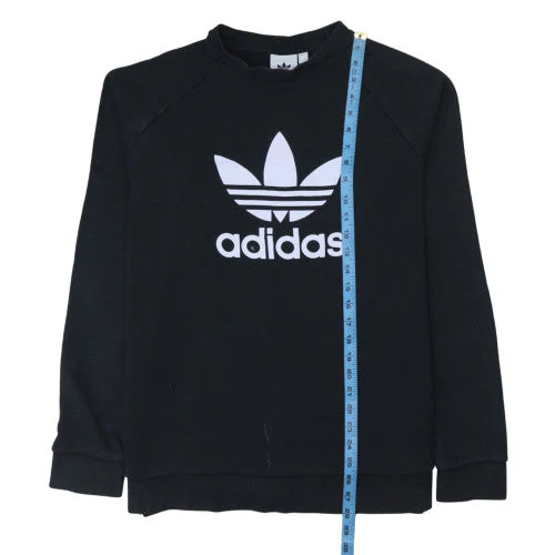 Adidas Men's Black Crew Neck Sweatshirt L Logo Print Pullover - Image 3