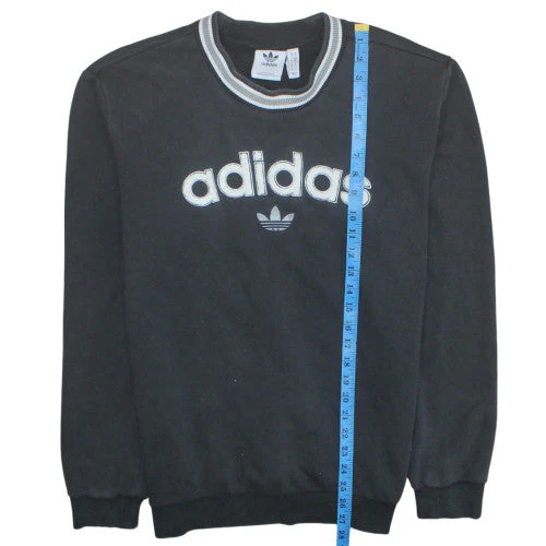 Adidas Mens Black Crew Neck Sweatshirt M Classic Logo Pullover - Image 2