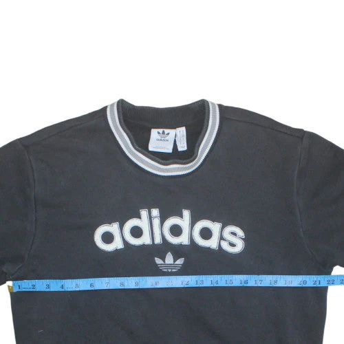 Adidas Mens Black Crew Neck Sweatshirt M Classic Logo Pullover - Image 3