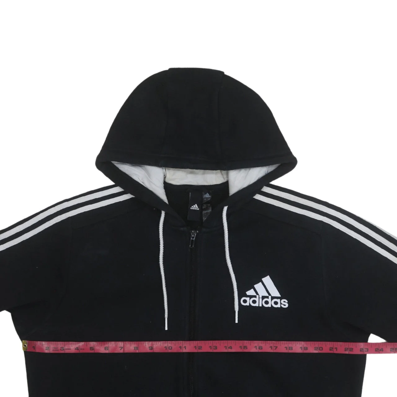 Adidas Men's Black Full Zip Hoodie L Fleece Sportswear - Image 3