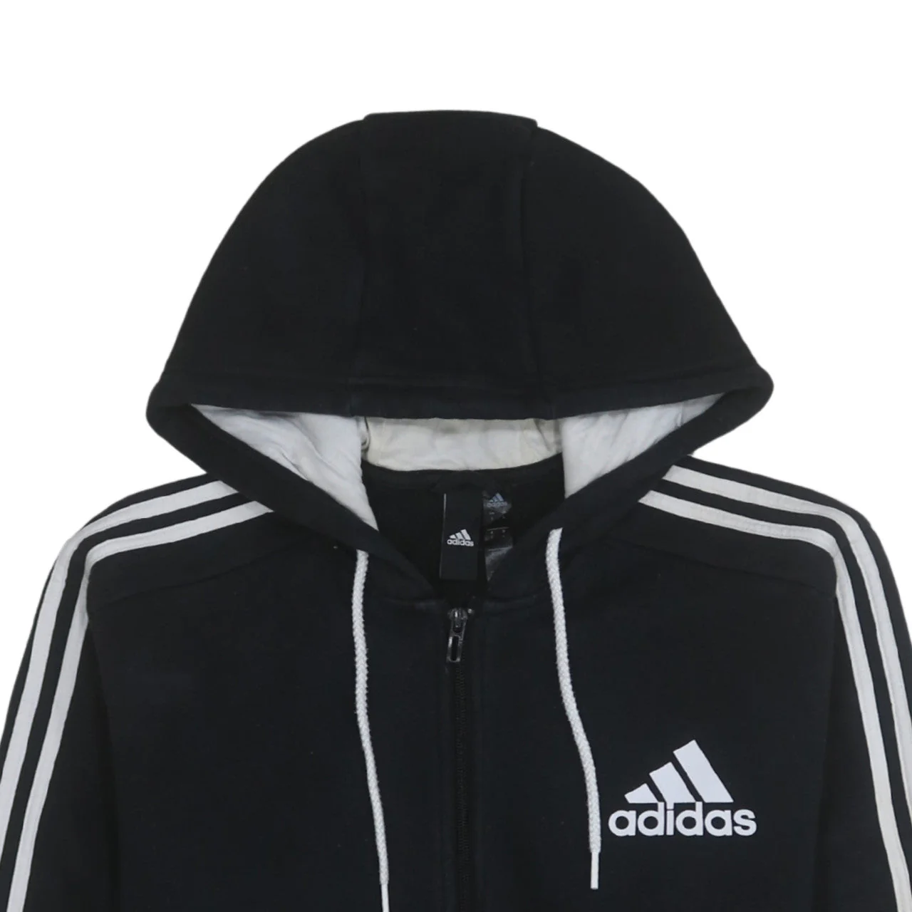 Adidas Men's Black Full Zip Hoodie L Fleece Sportswear - Image 7