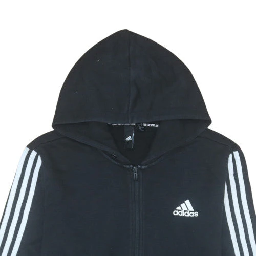Adidas Men's Black Full Zip Hoodie Medium Sports Fleece - Image 7