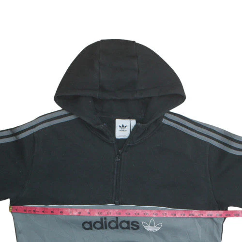 Adidas Mens Black Hoodie L 1/2 Zip Pullover Hooded Sweatshirt - Image 3