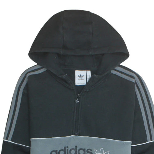 Adidas Mens Black Hoodie L 1/2 Zip Pullover Hooded Sweatshirt - Image 7