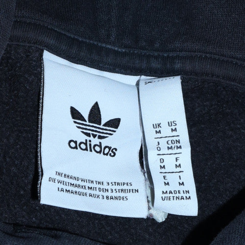 Adidas Mens Black Hoodie M Pullover Trefoil Logo Fleece Sweatshirt - Image 6