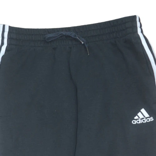 Adidas Men's Black Jogger Trousers Size M Cotton Blend Cuffed Track Pants - Image 7